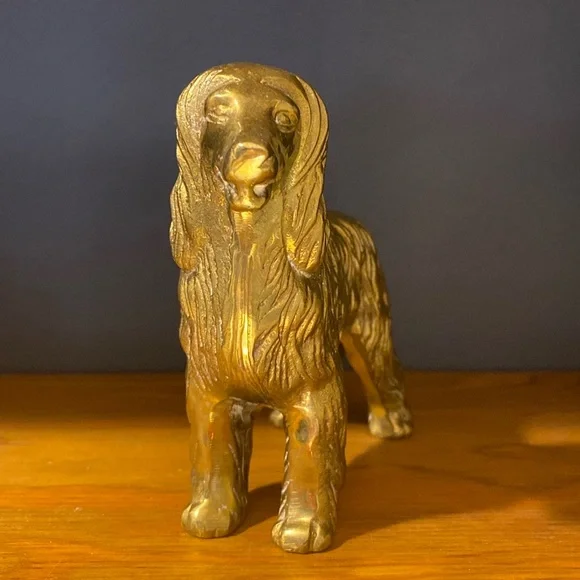 Small Brass Spaniel Dog gold decor sculpture - Picture 2 of 6